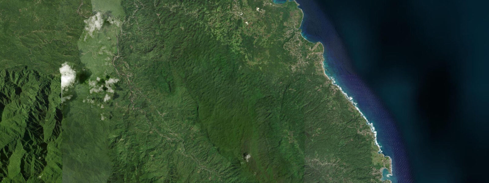 Satellite view of the coast near Frenchman's Cove, Jamaica