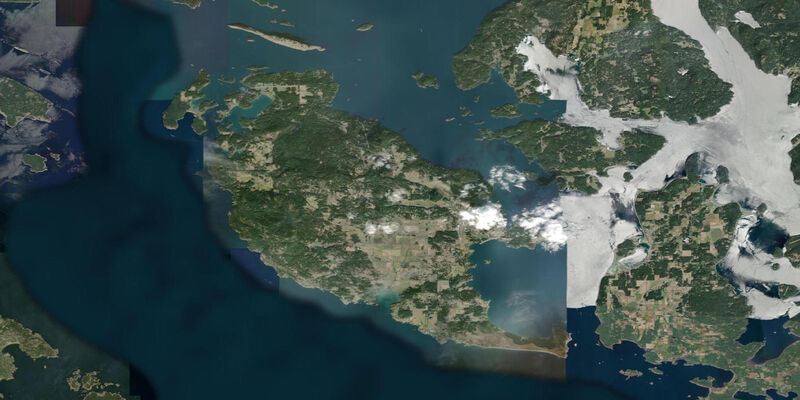 Satellite view of the coast near Friday Harbor