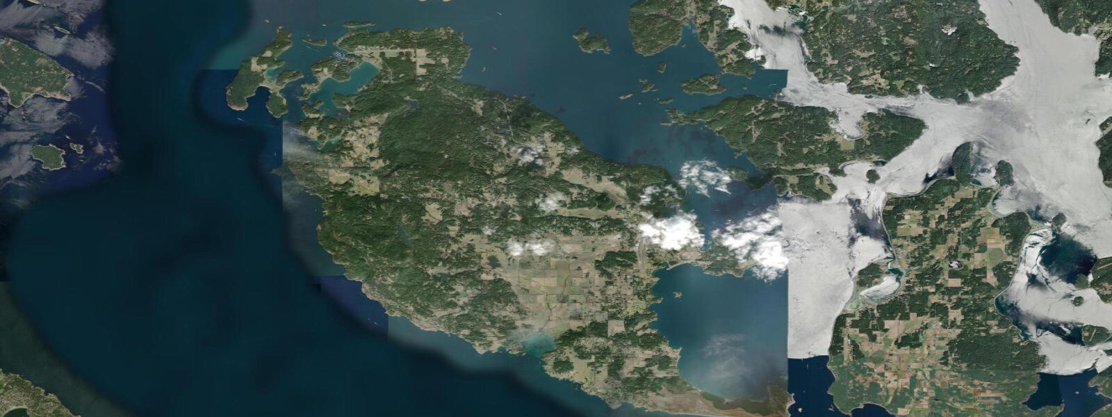 Satellite view of the coast near Friday Harbor