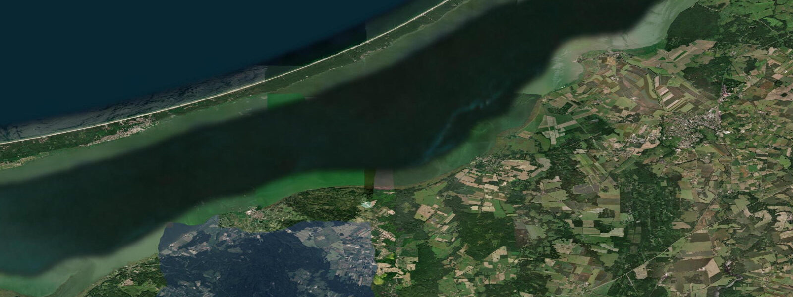 Satellite view of the coast near Frombork