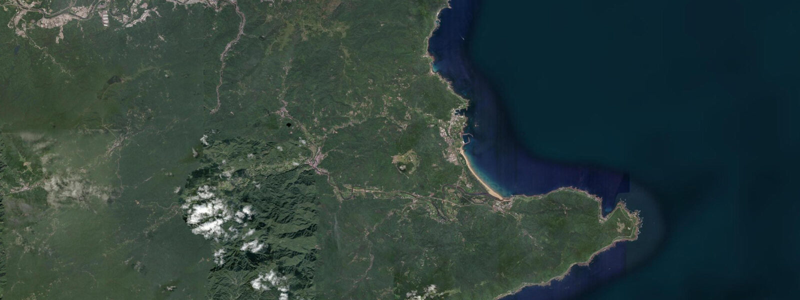 Satellite view of the coast near Fulong Beach