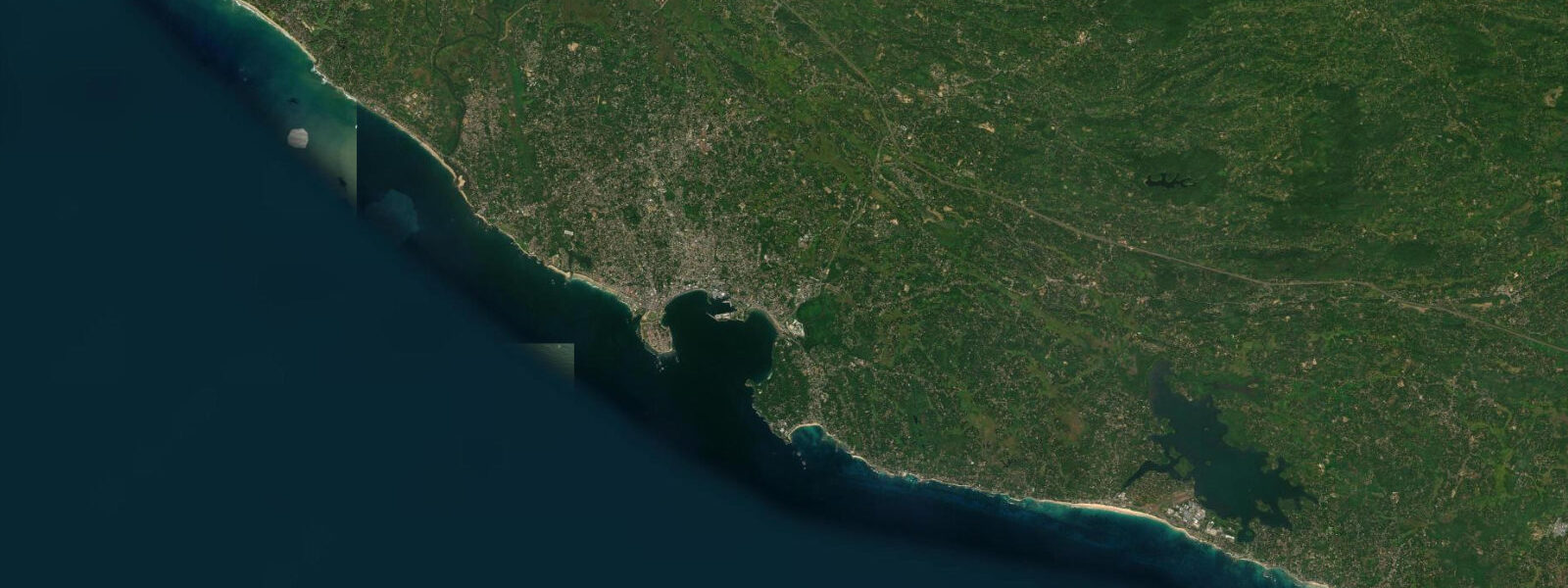 Satellite view of the coast near Galle