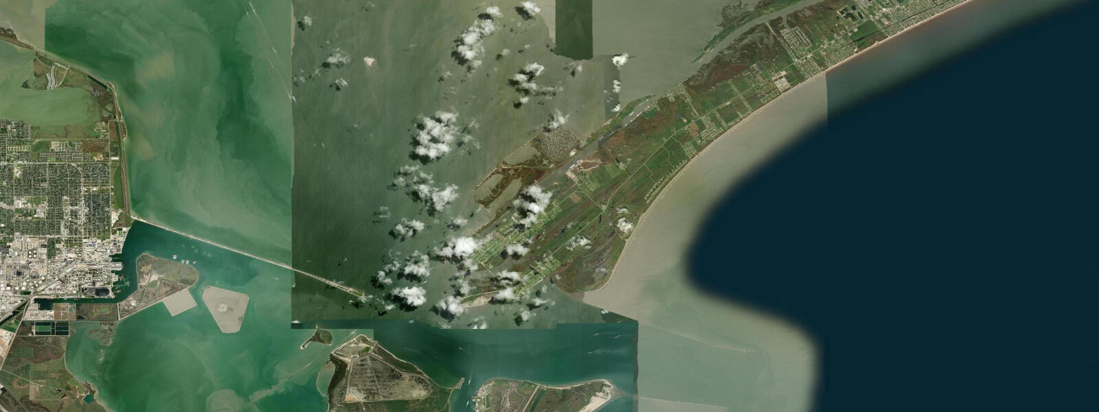 Satellite view of the coast near Galveston, TX