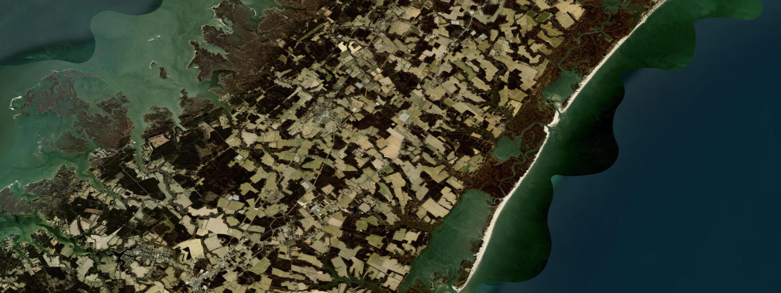 Satellite view of the coast near Gargathy Neck