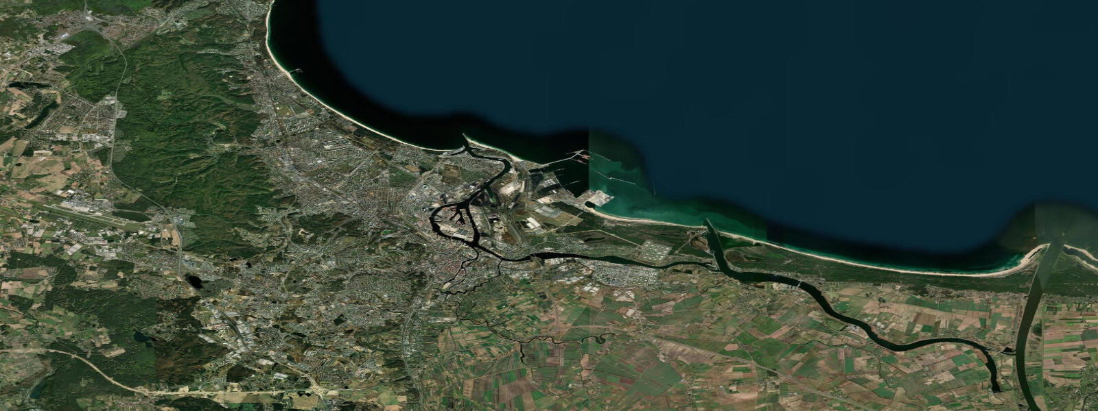 Satellite view of the coast near Gdańsk