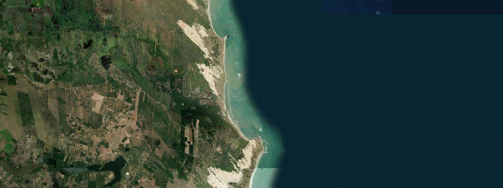 Satellite view of the coast near Genipabu