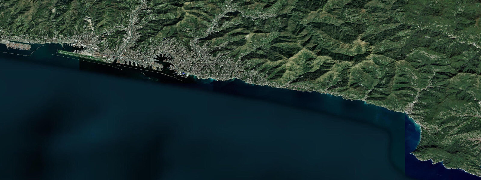 Satellite view of the coast near Genoa