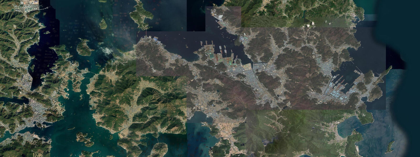 Satellite view of the coast near Geoje