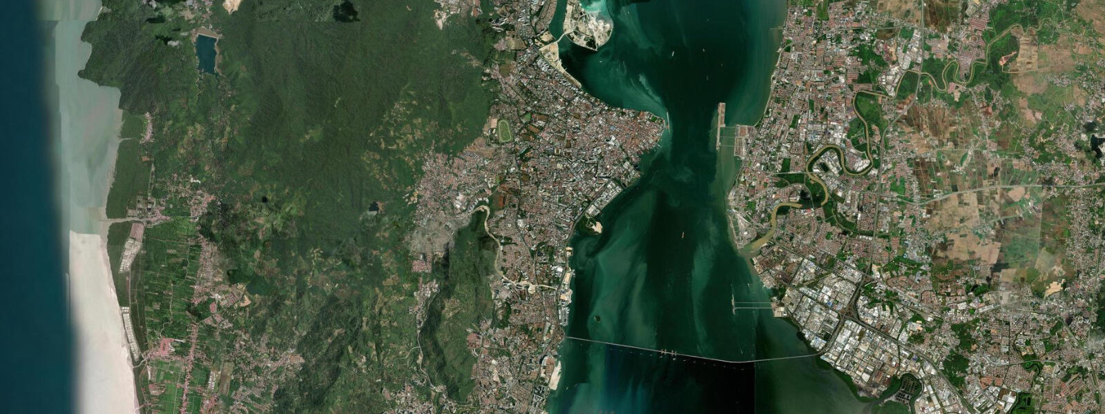 Satellite view of the coast near George Town (Penang)