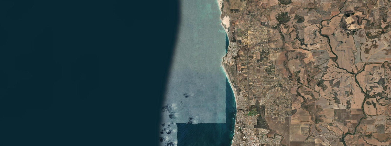 Satellite view of the coast near Geraldton