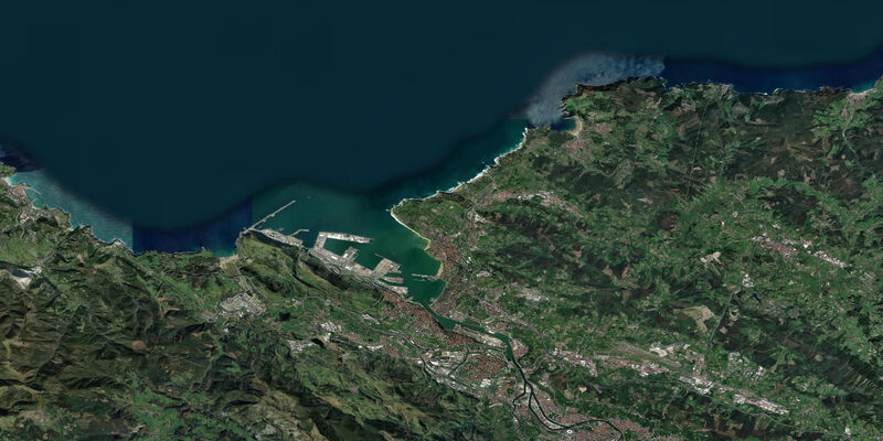 Satellite view of the coast near Getxo