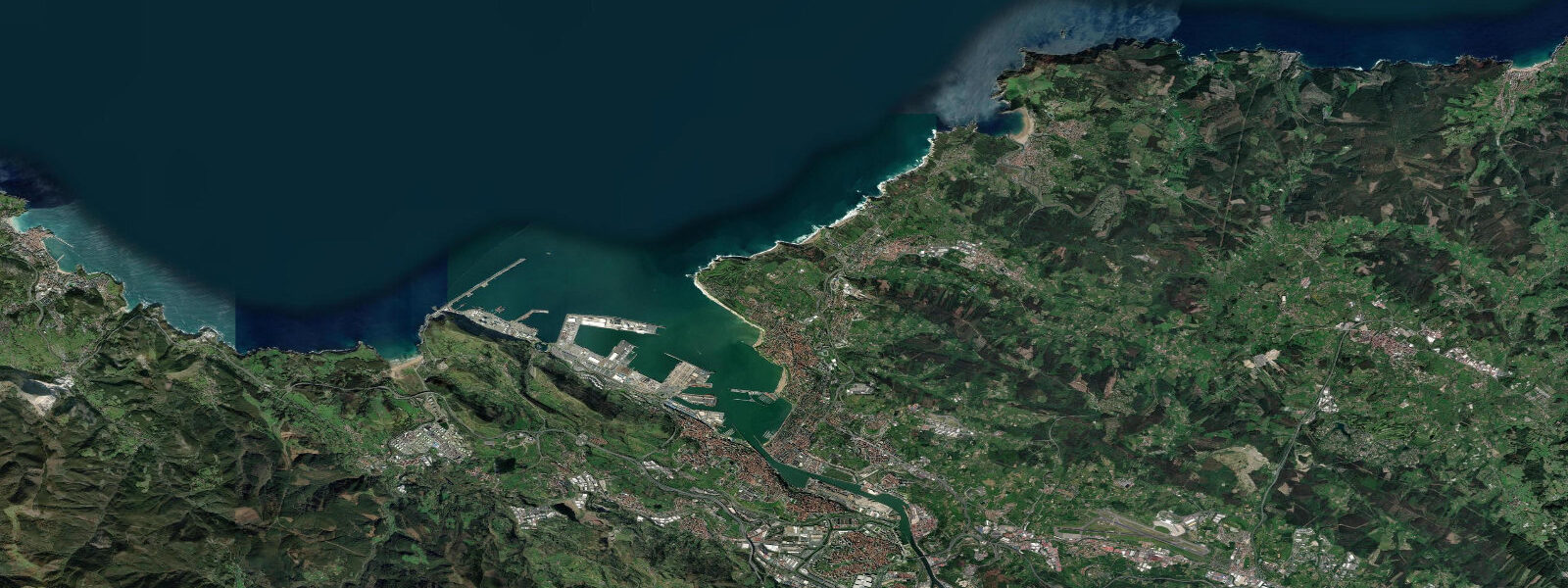 Satellite view of the coast near Getxo