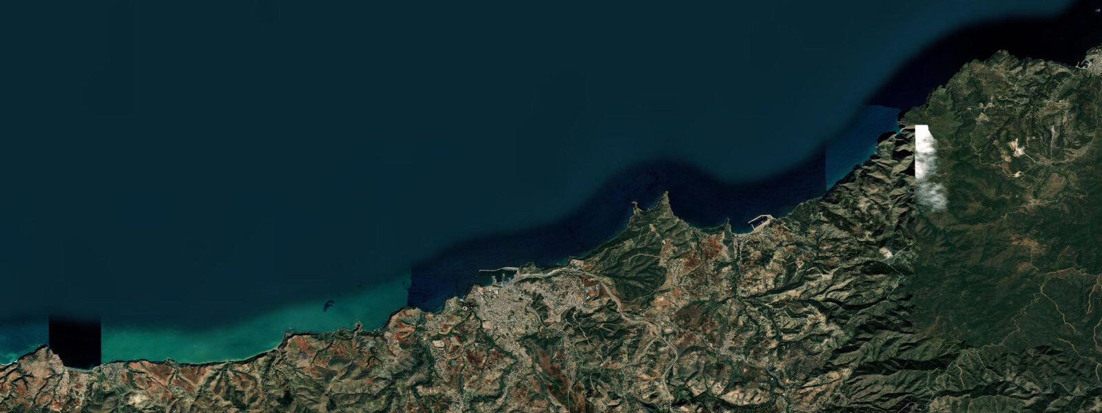 Satellite view of the coast near Ghazaouet