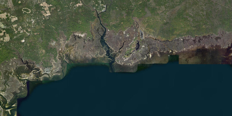 Satellite view of the coast near Gibbs Island