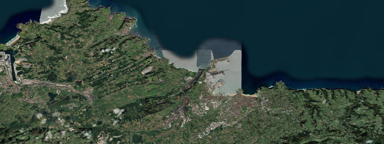 Satellite view of the coast near Gijón