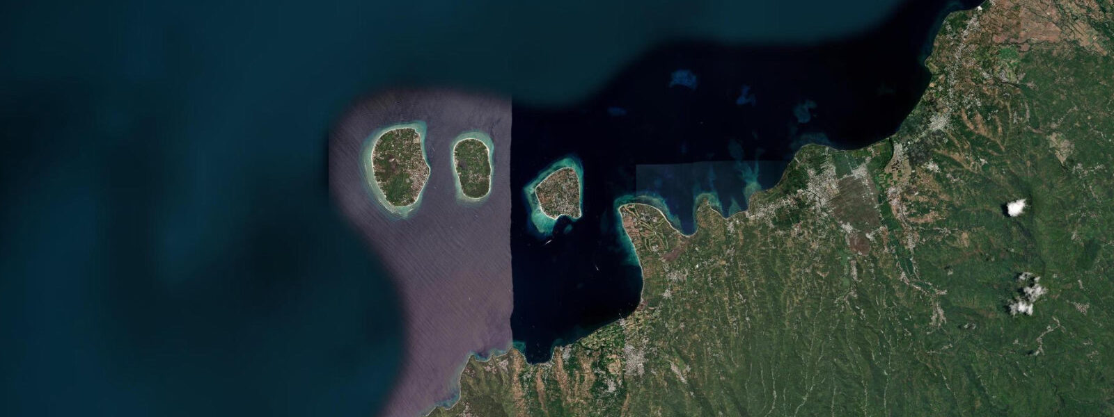 Satellite view of the coast near Gili Trawangan