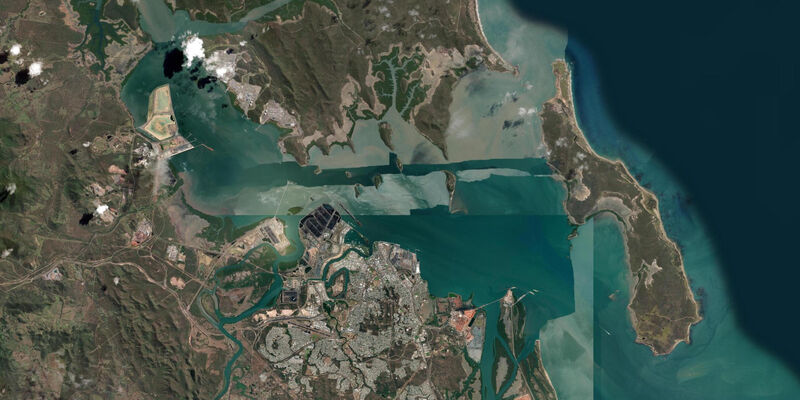 Satellite view of the coast near Gladstone