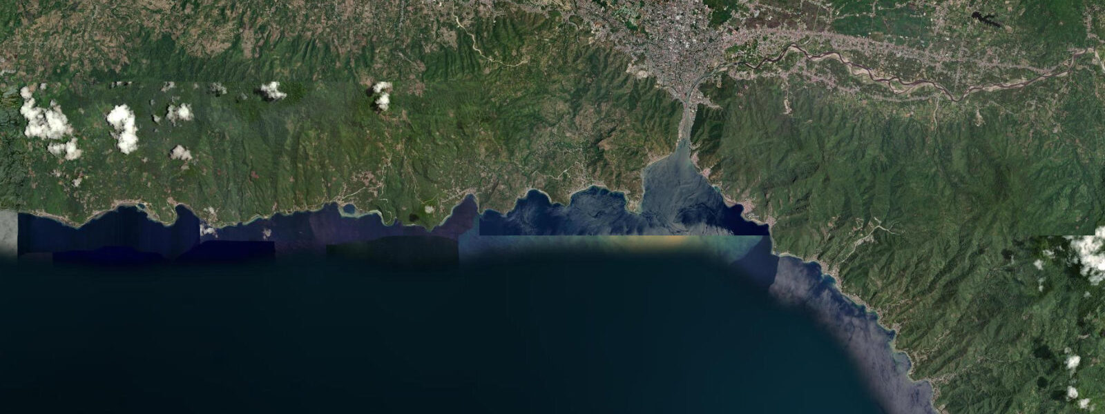 Satellite view of the coast near Gorontalo