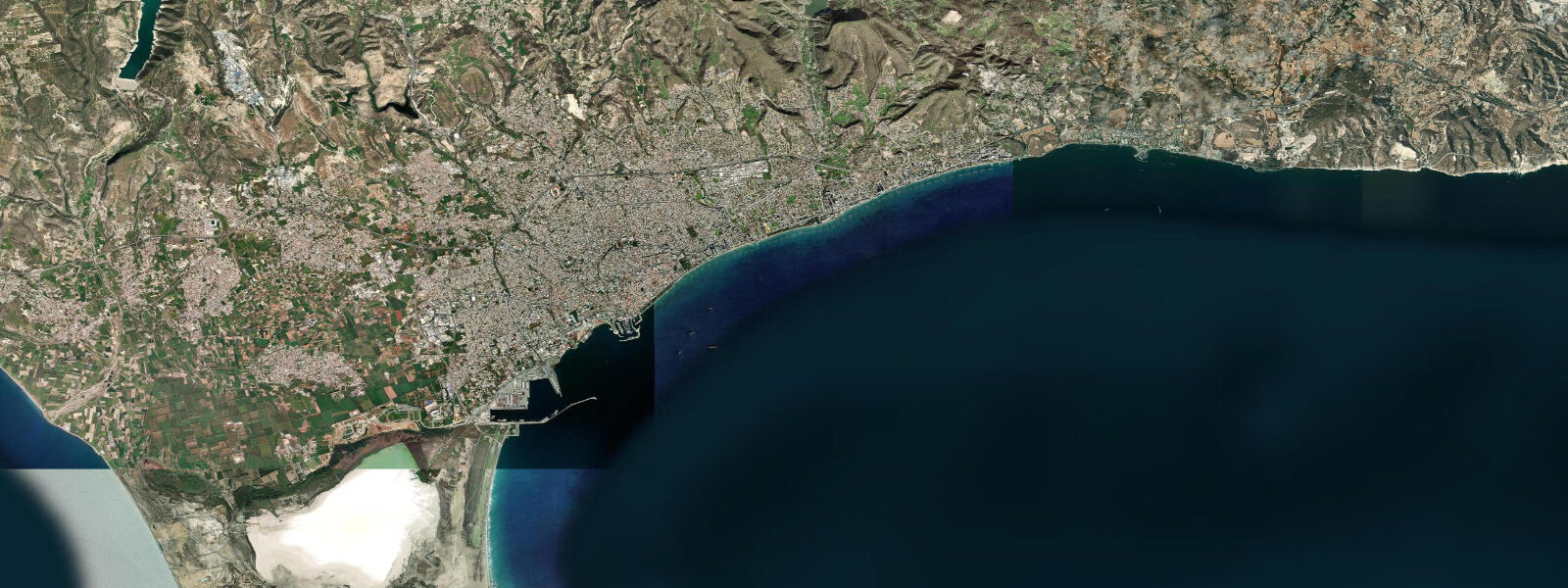 Satellite view of the coast near Governor's Beach, Limassol District