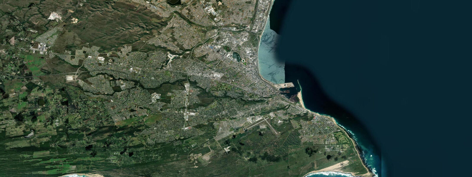 Satellite view of the coast near Gqeberha (Port Elizabeth)
