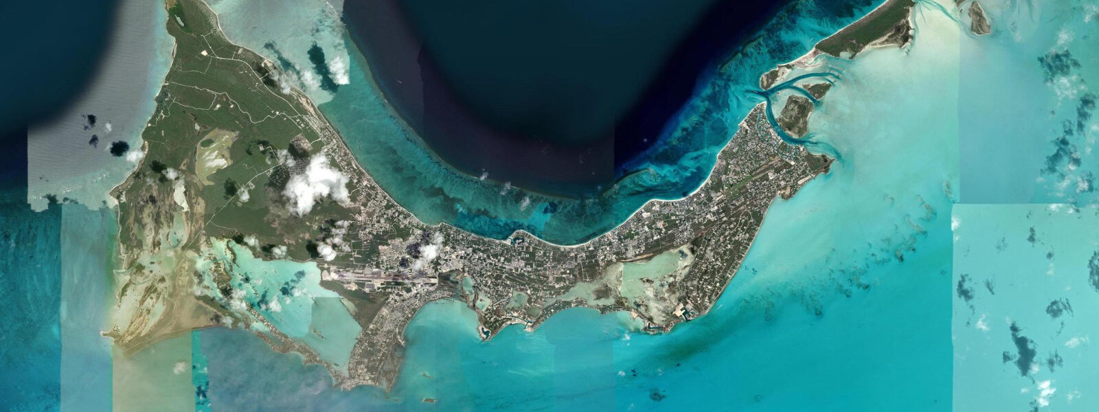 Satellite view of the coast near Grace Bay, Turks and Caicos