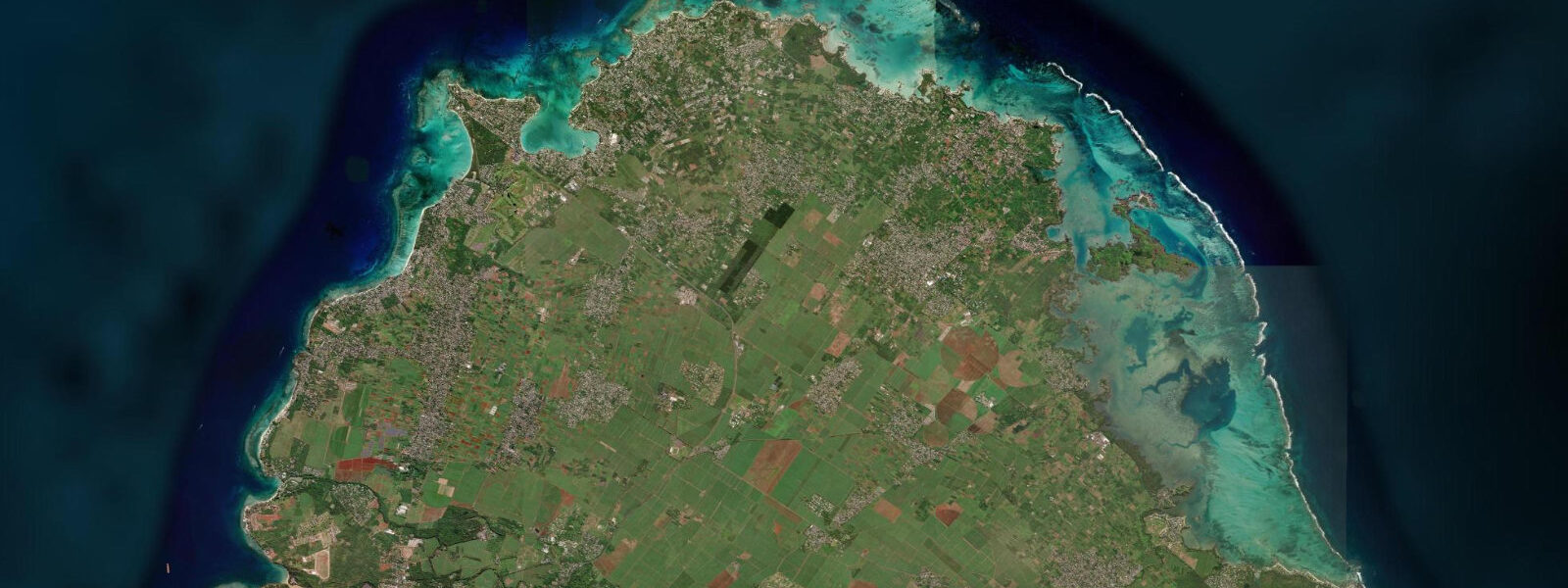 Satellite view of the coast near Grand Baie