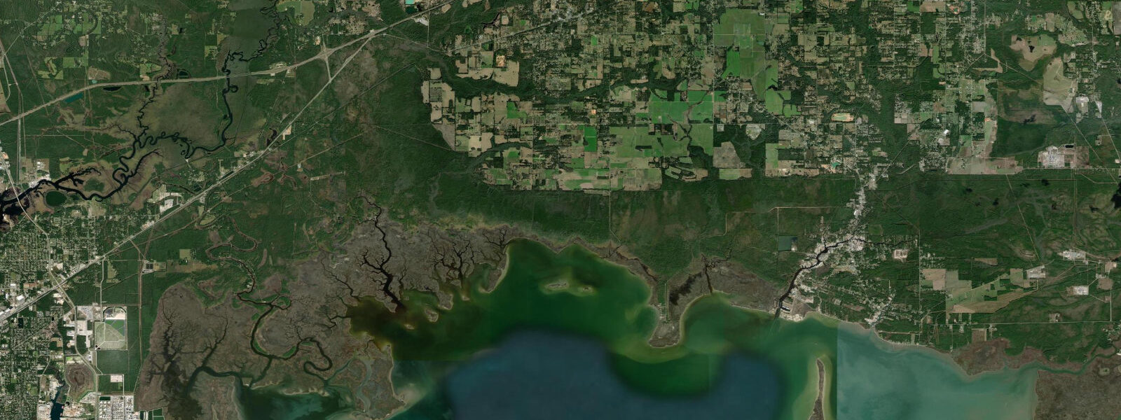 Satellite view of the coast near Grand Bay
