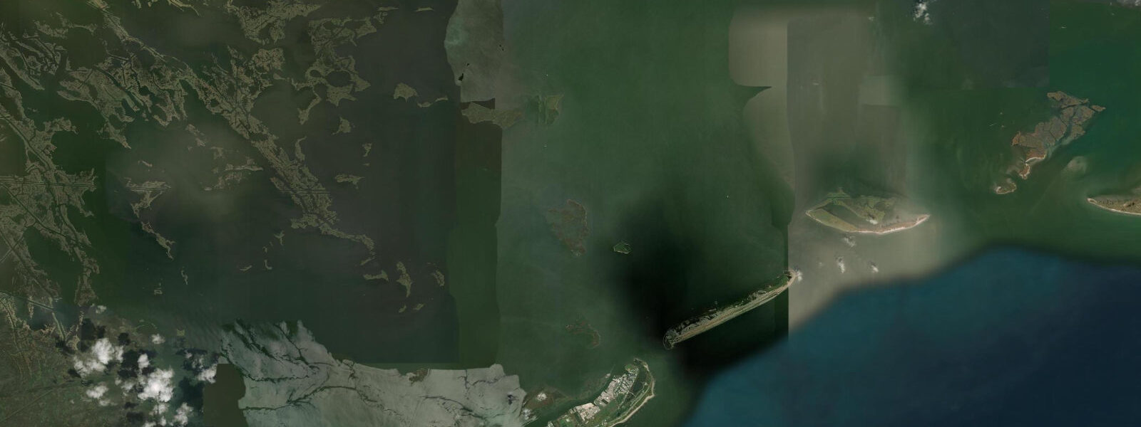 Satellite view of the coast near Grand Isle, LA