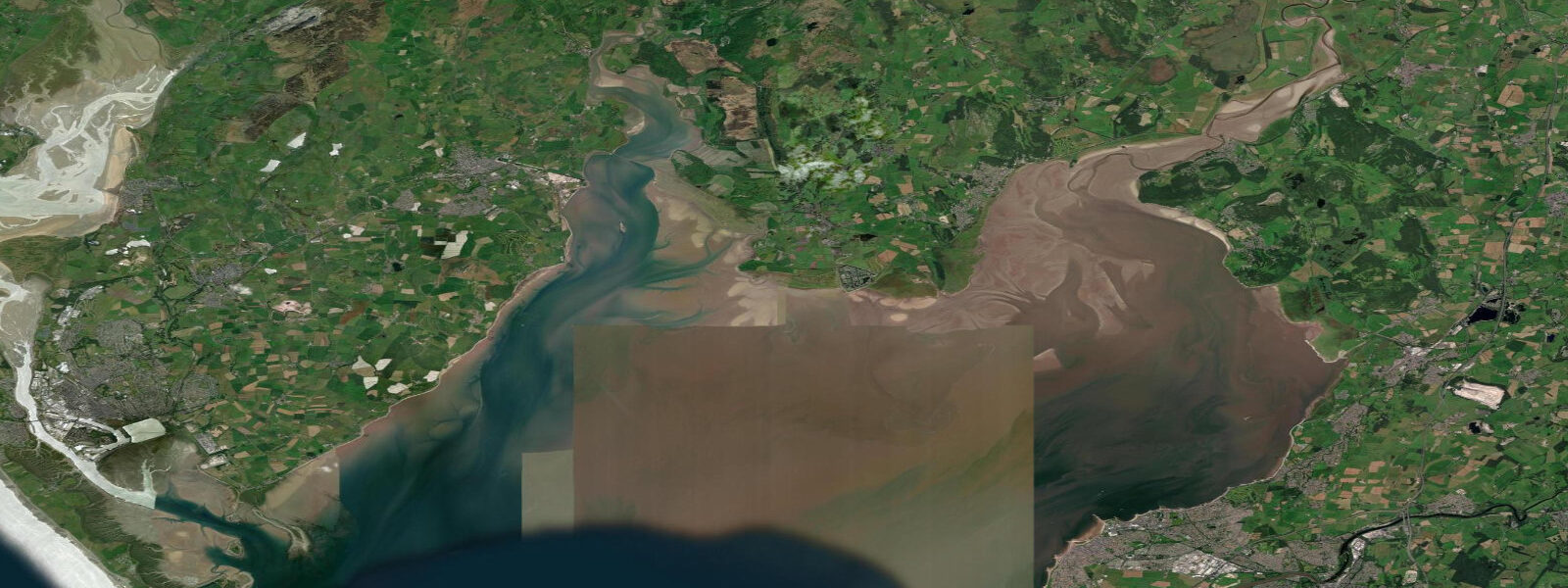 Satellite view of the coast near Grange-over-Sands