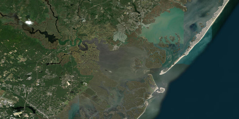 Satellite view of the coast near Graveling Point