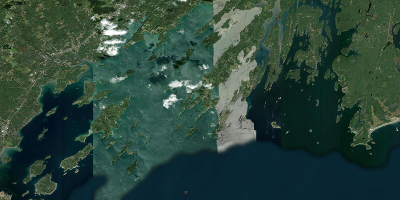 Satellite view of the coast near Great Chebeague Island