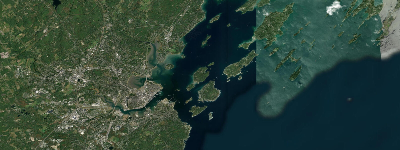 Satellite view of the coast near Great Diamond Island