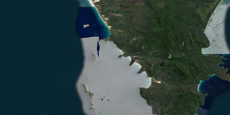 Satellite view of the coast near Great Glennie Island