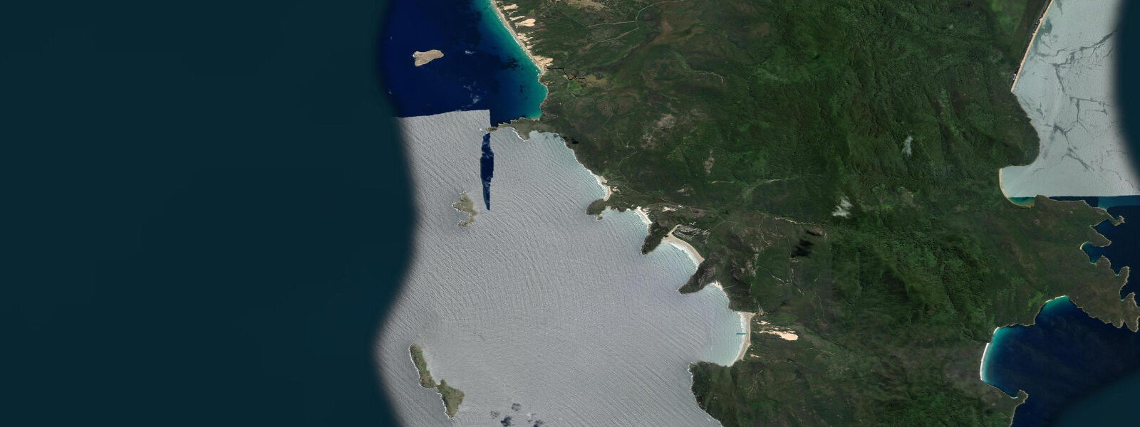 Satellite view of the coast near Great Glennie Island
