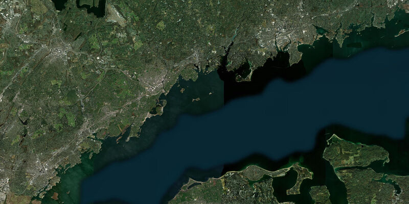 Satellite view of the coast near Greenwich