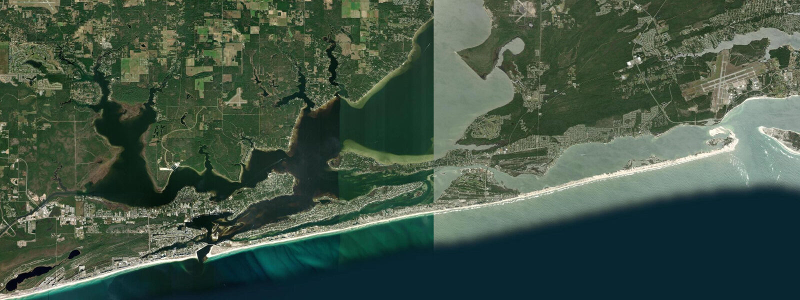 Satellite view of the coast near Gulf Beach