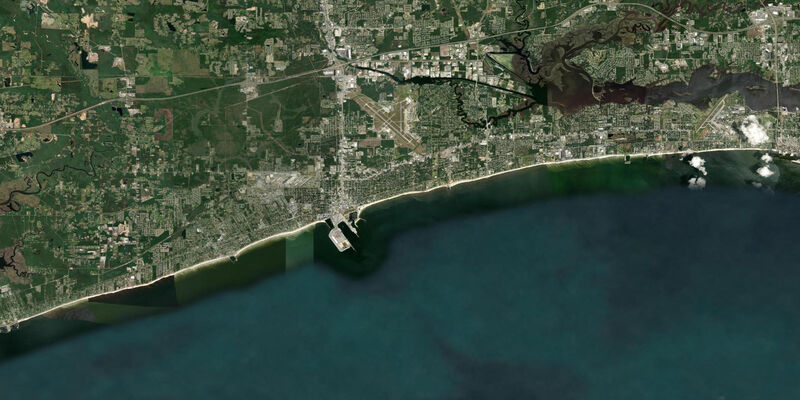 Satellite view of the coast near Gulfport, MS