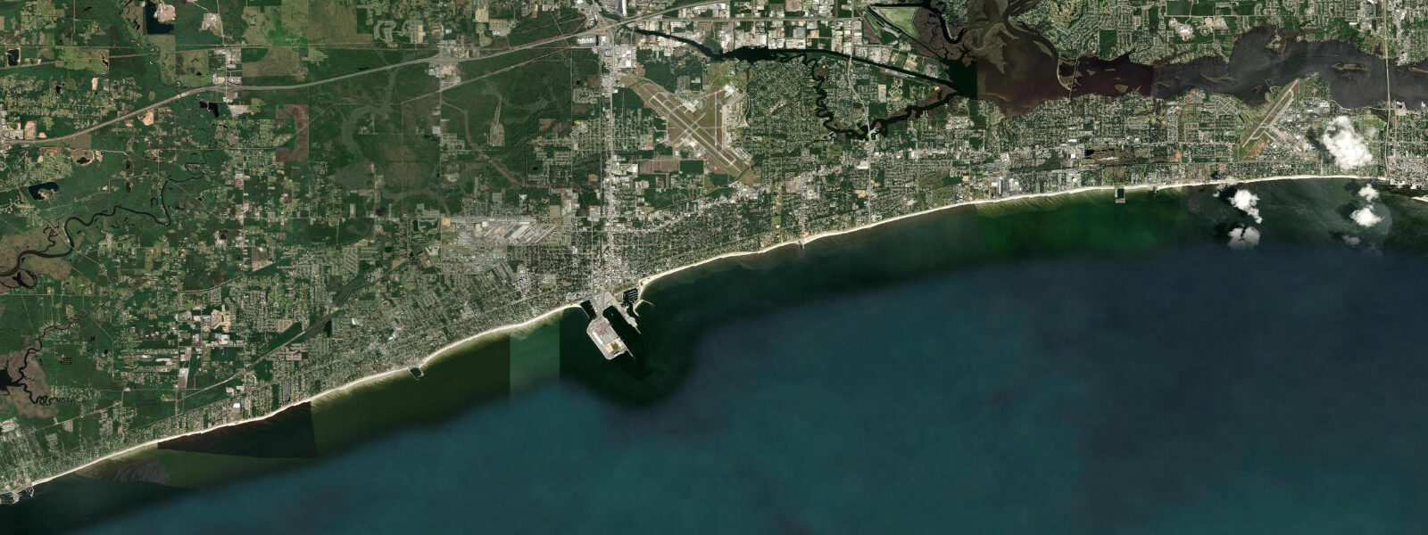 Satellite view of the coast near Gulfport, MS