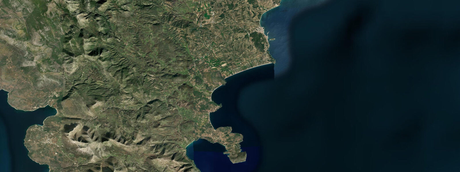Satellite view of the coast near Gytheio