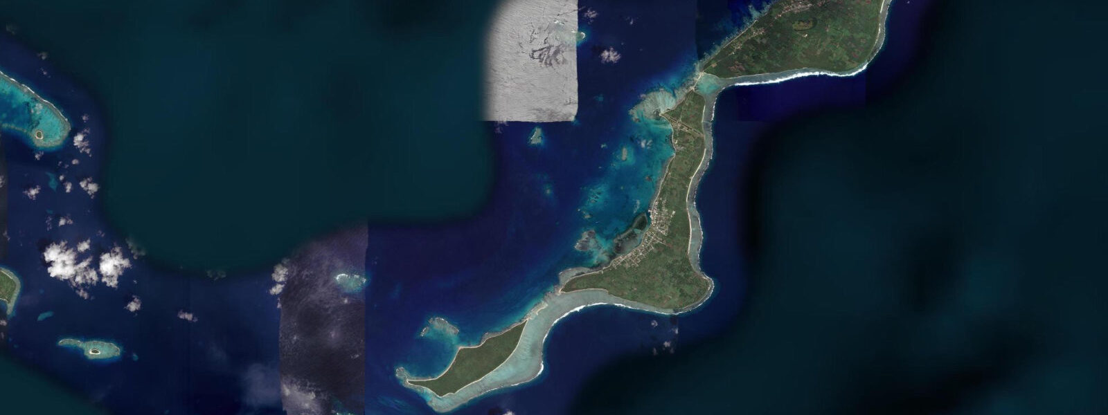 Satellite view of the coast near Pangai, Ha'apai, Tonga
