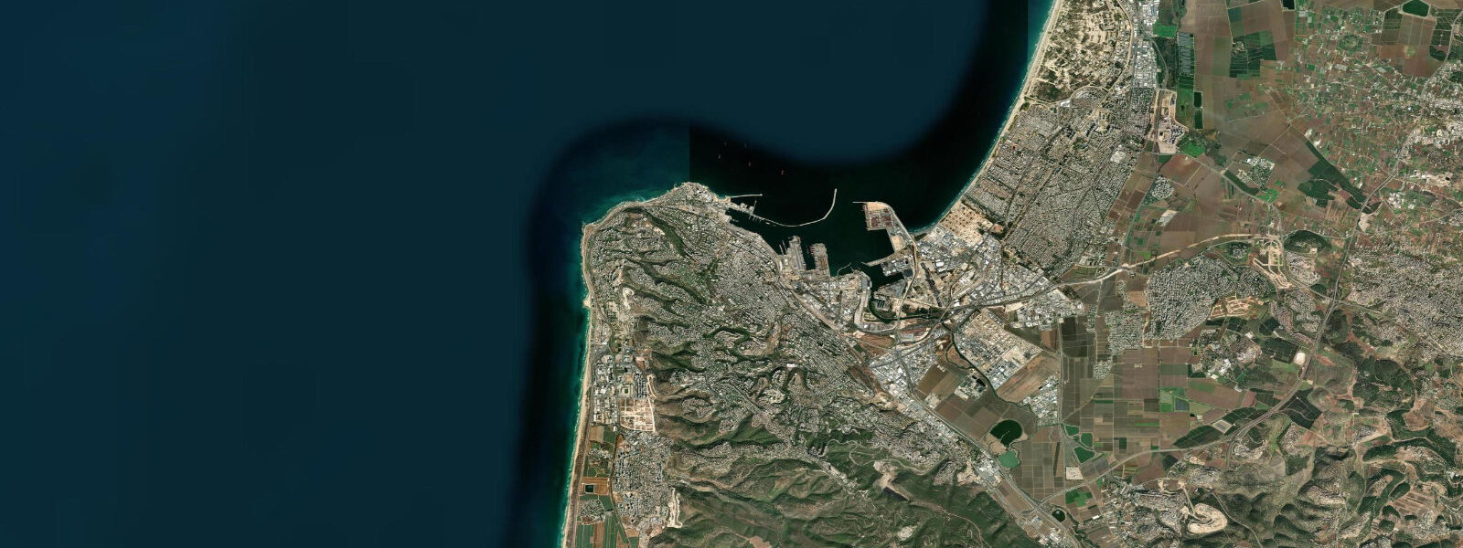 Satellite view of the coast near Haifa Bay