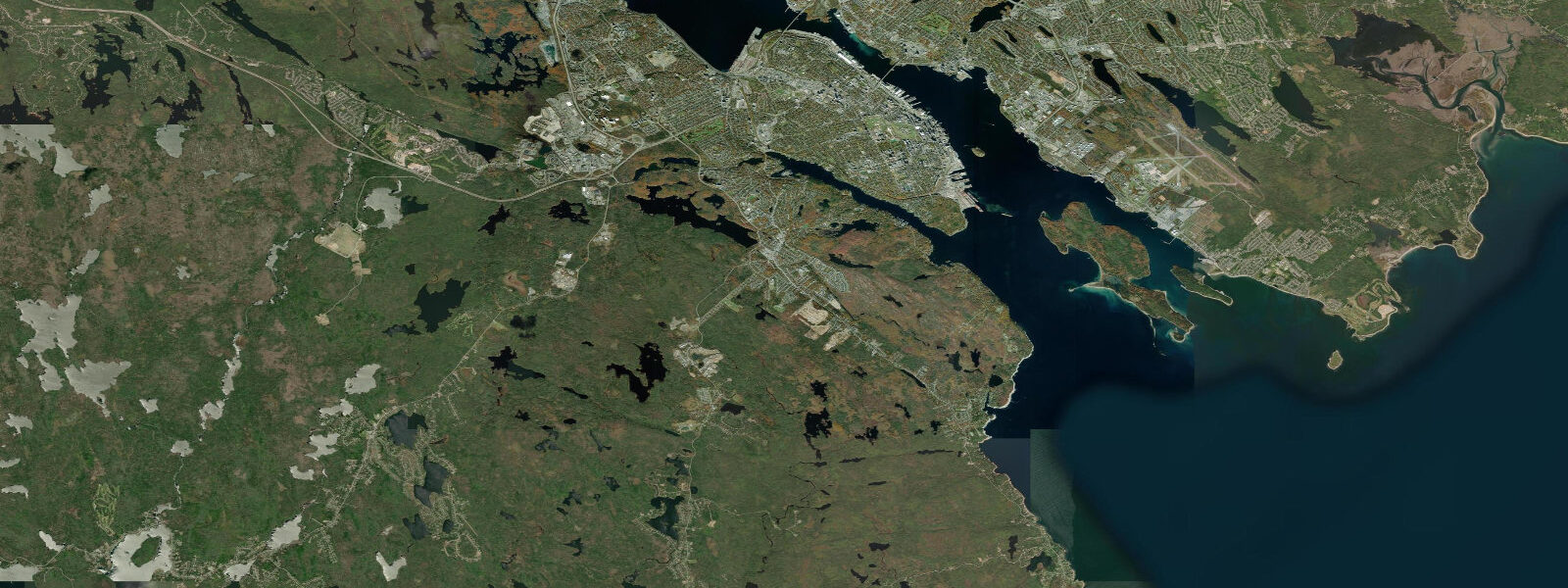 Satellite view of the coast near Halifax, Nova Scotia
