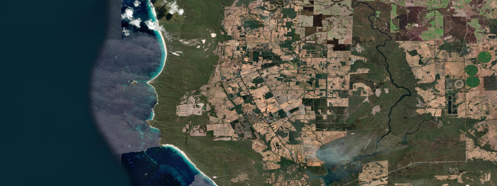 Satellite view of the coast near Hamelin Bay
