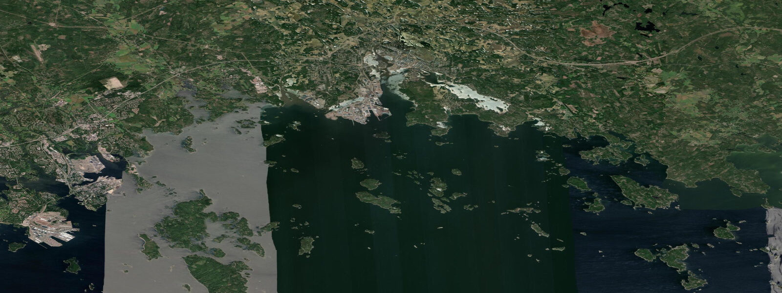 Satellite view of the coast near Hamina, Finland