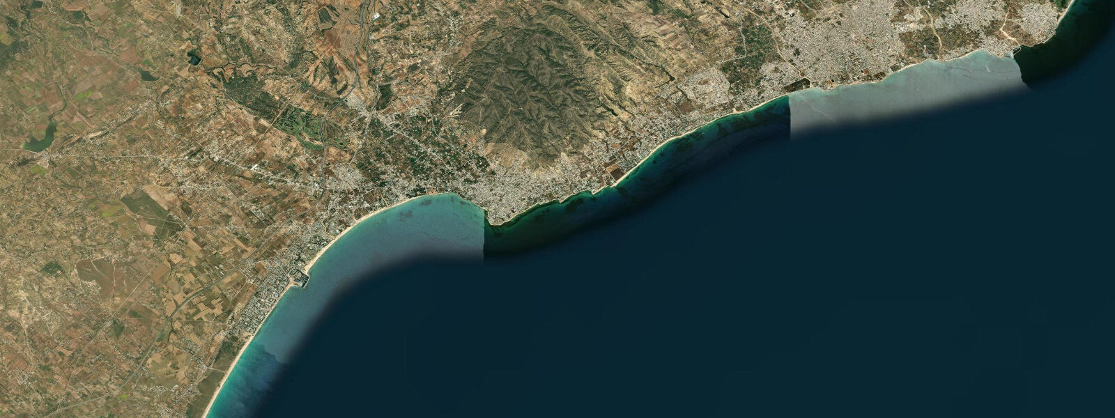 Satellite view of the coast near Hammamet