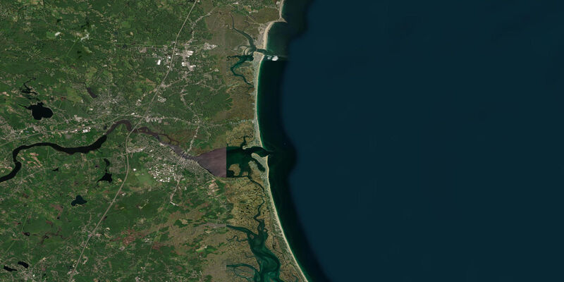 Satellite view of the coast near Hampton Beach, NH