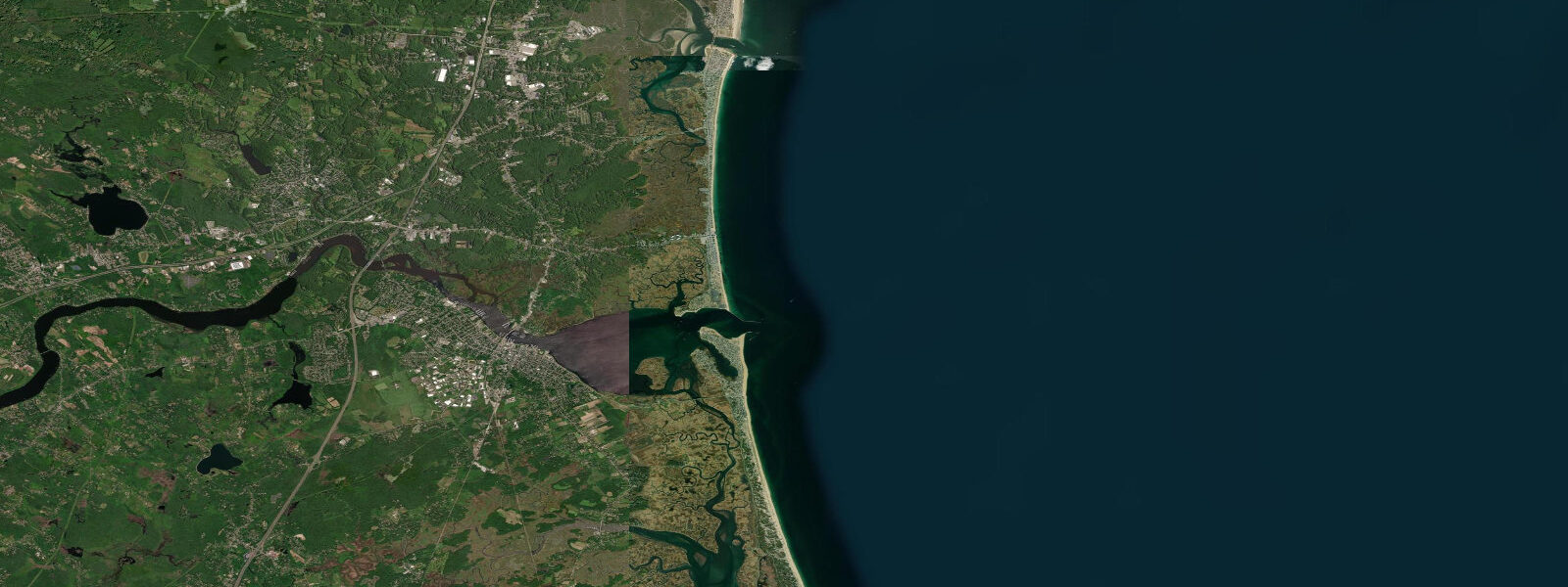Satellite view of the coast near Hampton Beach, NH