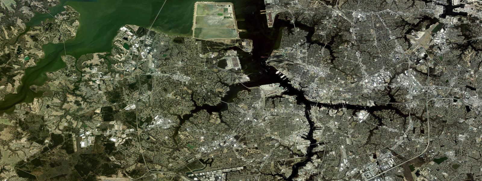 Satellite view of the coast near Hampton Roads
