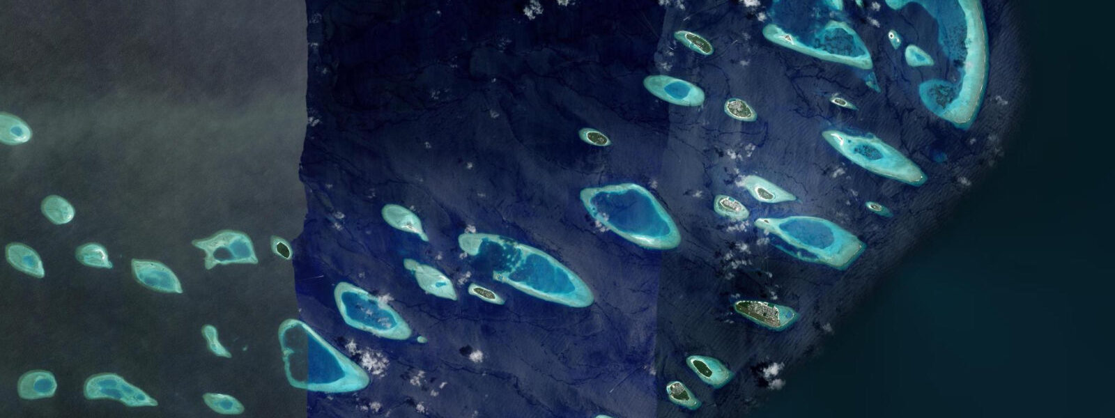 Satellite view of the coast near Hanifaru Bay