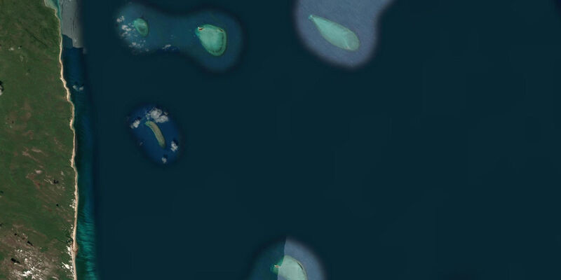 Satellite view of the coast near Hannibal Island